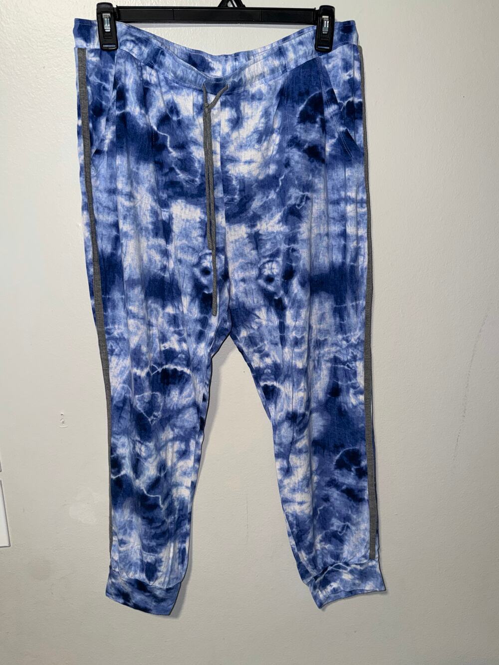 Secret Treasures Blue Tie-Dye Pajama Pants with Drawstring Waist and Grey Side S